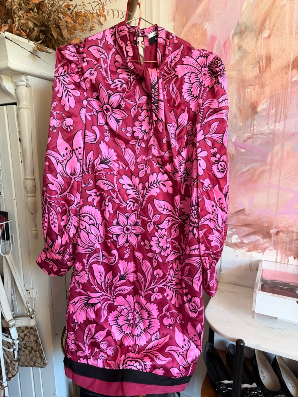 ERDEM Pink and Fuchsia Abstract Floral Dress